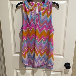 Sleeveless Chevron Print Tank Top - Pink Multi by Dear Scarlett